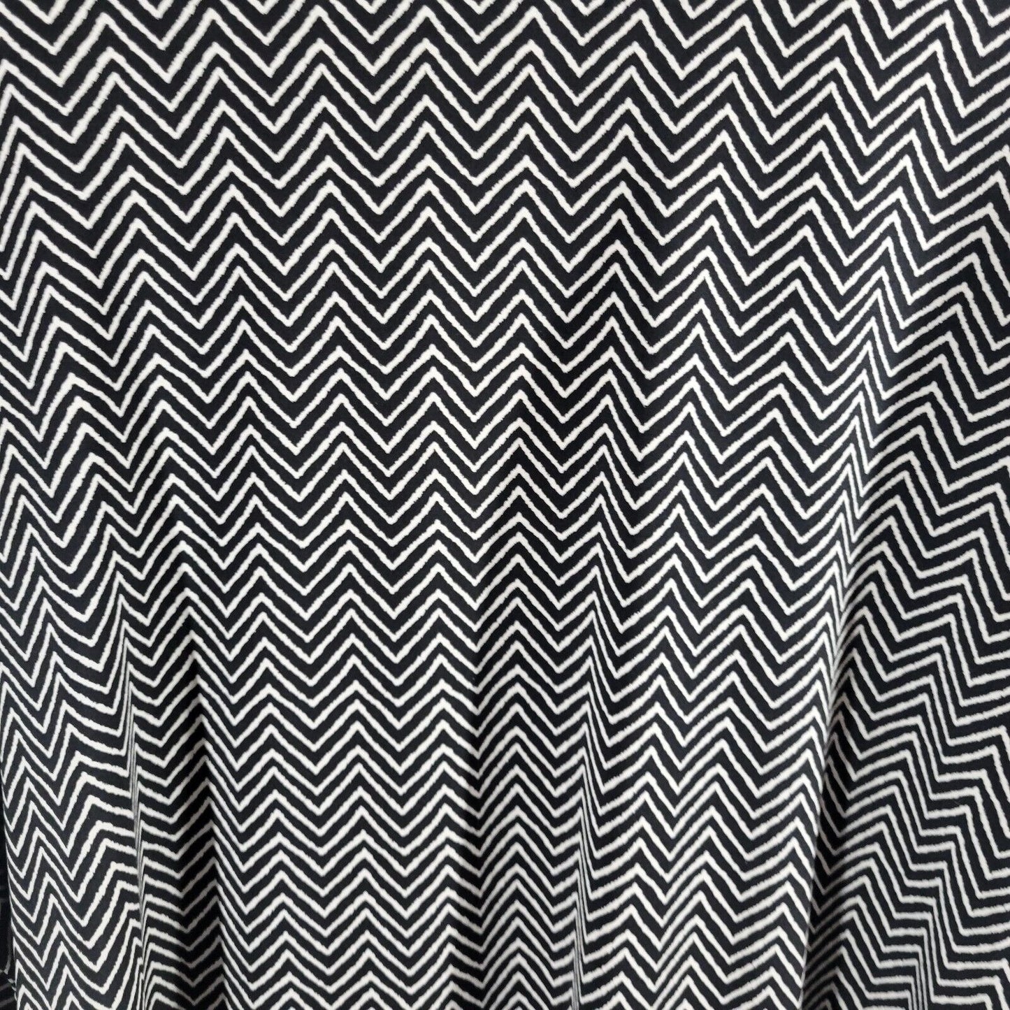 Charter Club Women Top 3X Plus Tunic Cuff Sleeve Poly Blend Black White Zig Zag