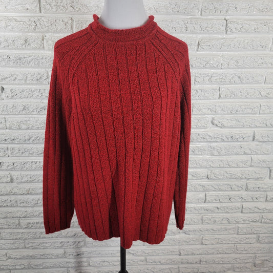 White Stag Womens Sweater XL 16 18 Long Sleeve Red Soft Mock Turtleneck Casual