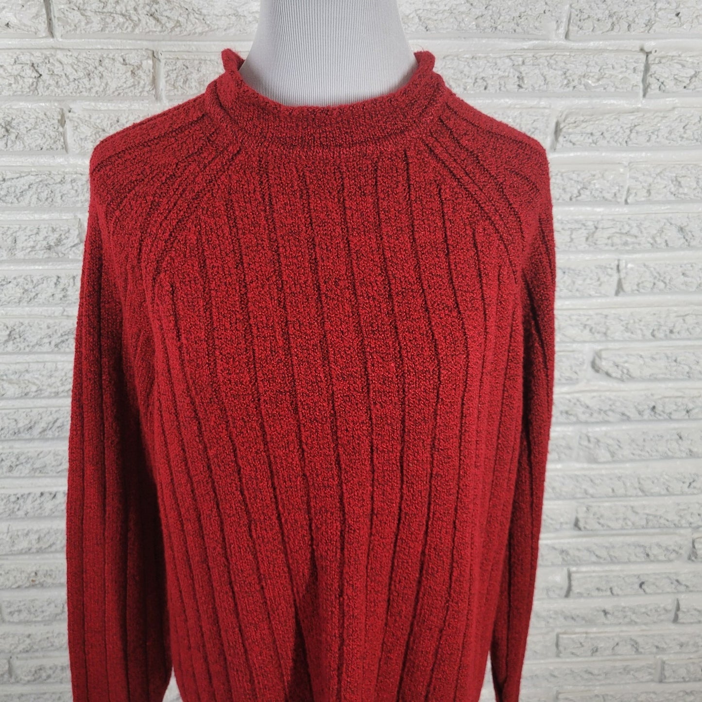 White Stag Womens Sweater XL 16 18 Long Sleeve Red Soft Mock Turtleneck Casual