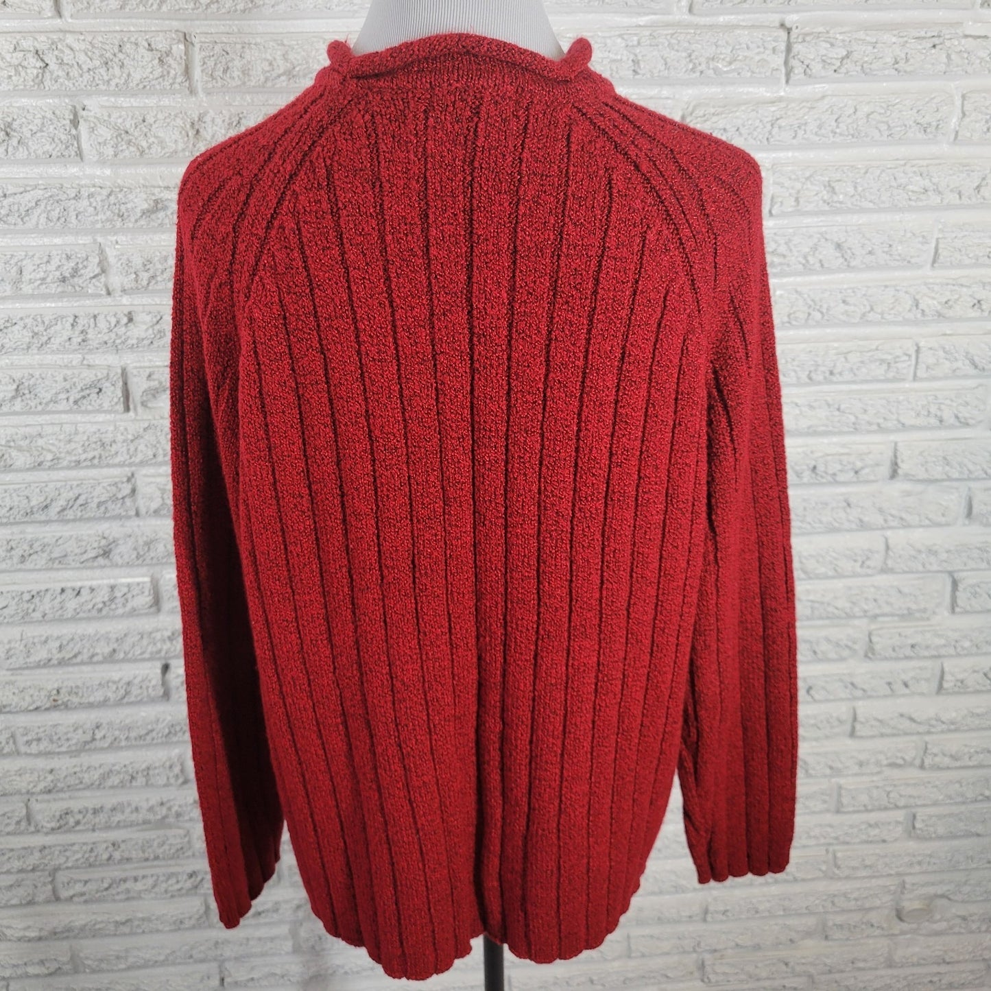 White Stag Womens Sweater XL 16 18 Long Sleeve Red Soft Mock Turtleneck Casual
