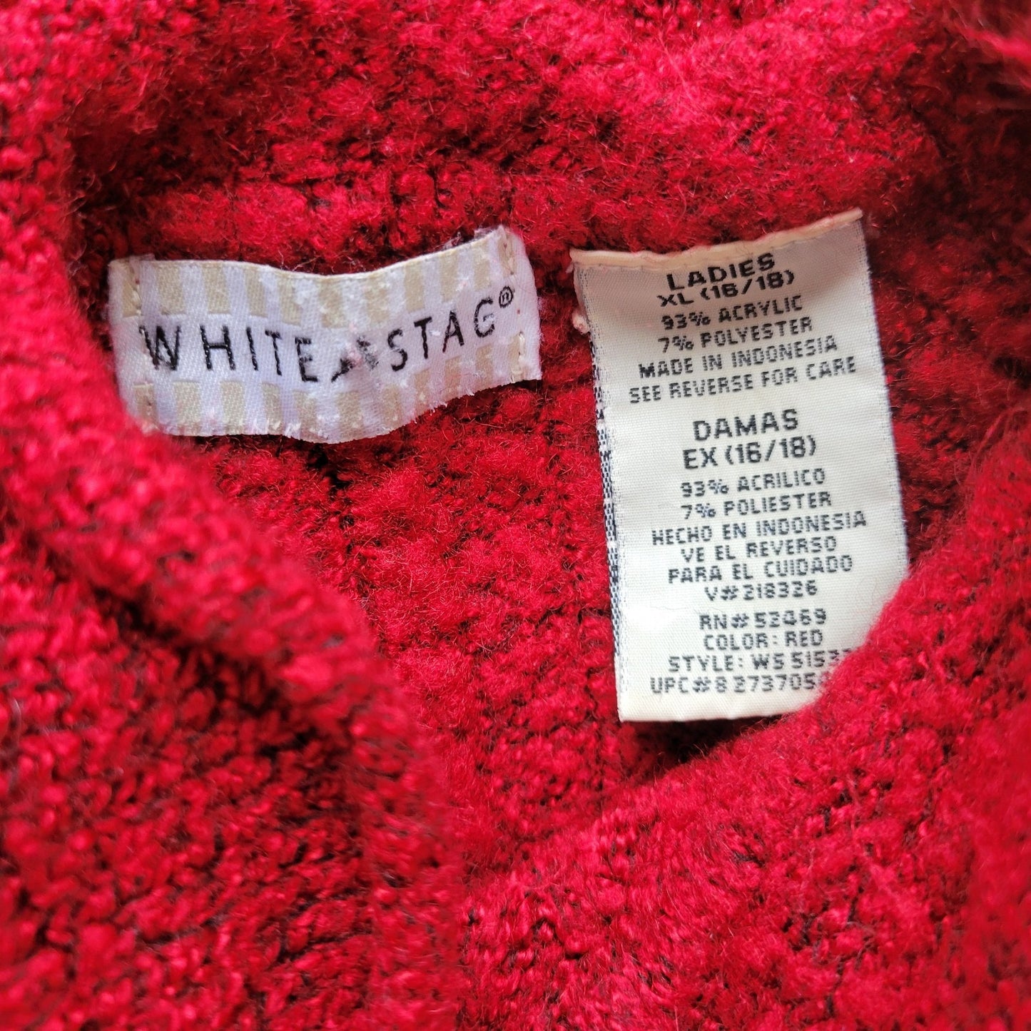 White Stag Womens Sweater XL 16 18 Long Sleeve Red Soft Mock Turtleneck Casual