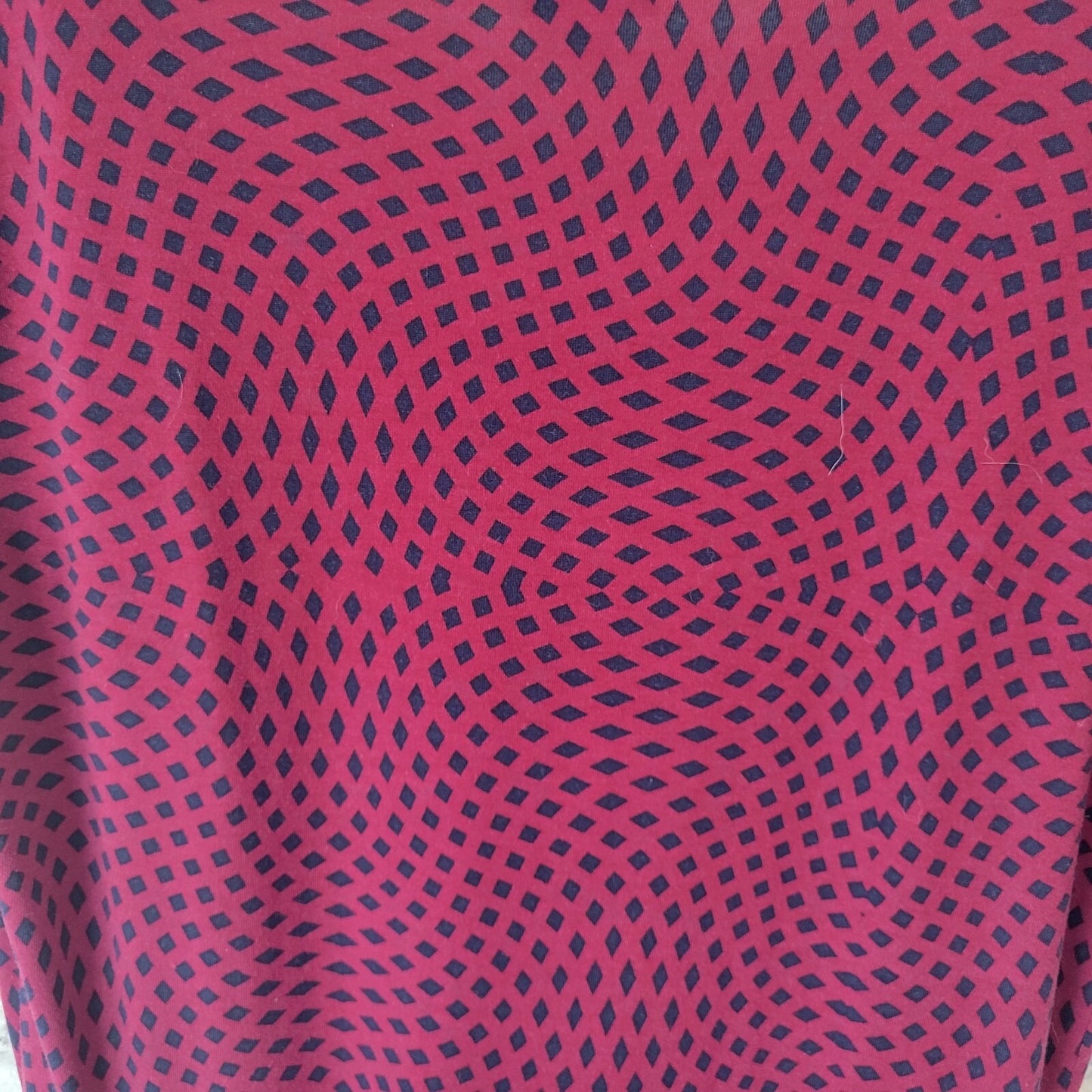 LuLaRoe Women's XL Fit & Flare T-Shirt Dress Burgundy Blue Diamond Geometric