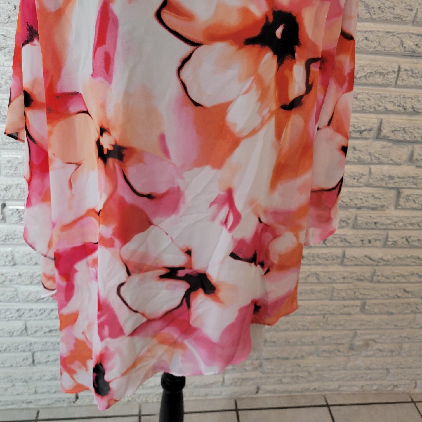 Avenue Womens Top 18 20 Plus Kimono Sleeve Lightweight Polyester Pink Floral