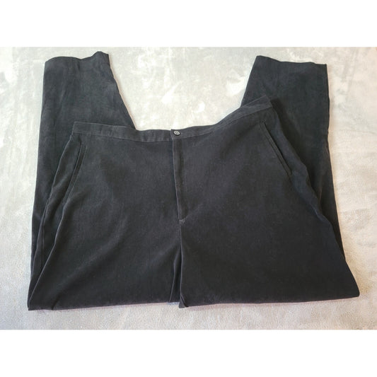 Dress Barn Womens Pants 22 Plus Tapered Straight Leg Black Light Velour Zip