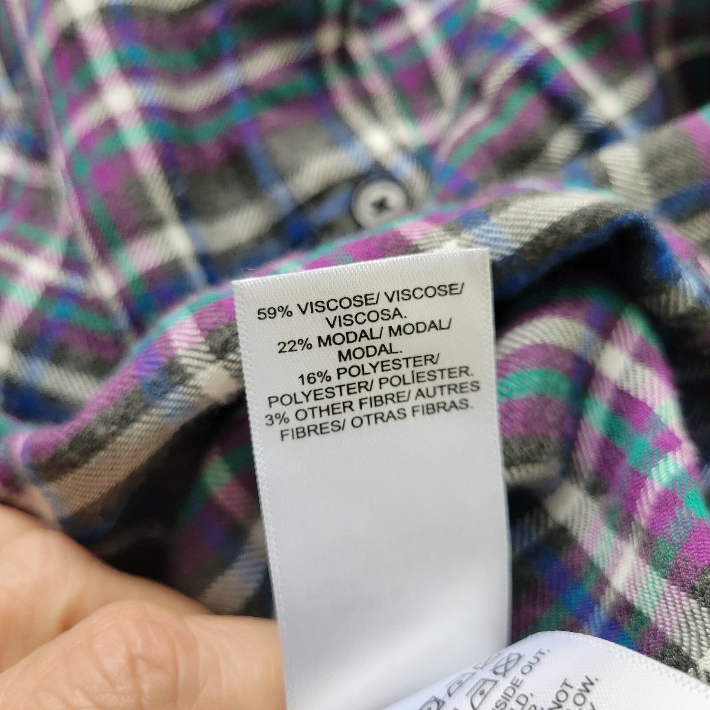 Lucky Brand Womens Top Extra Large Blue Purple Plaid Lightweight Casual Pockets