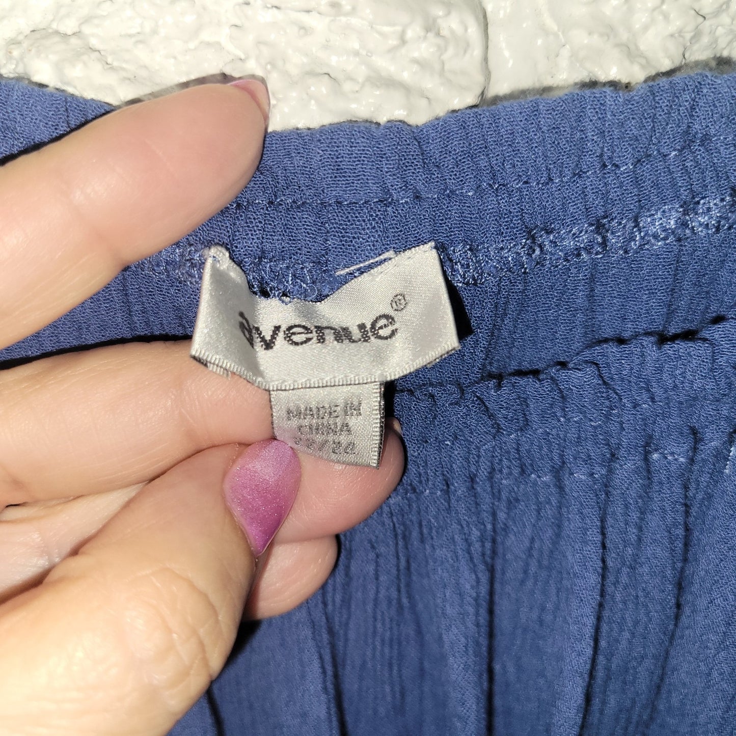 Avenue Womens Top 22 24 Plus Tunic On Off Shoulder Blue Crochet Trim Crinkle