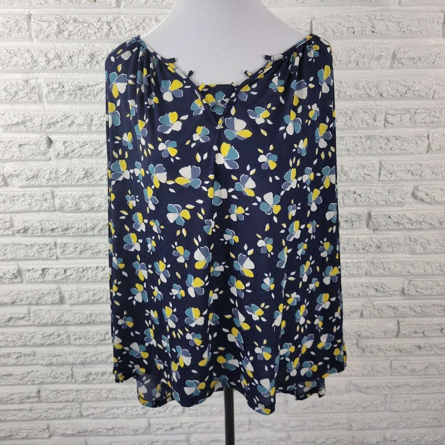 Style & Co Womens Top 3X Long Elastic Sleeves Pullover Casual Sheer Blue Floral