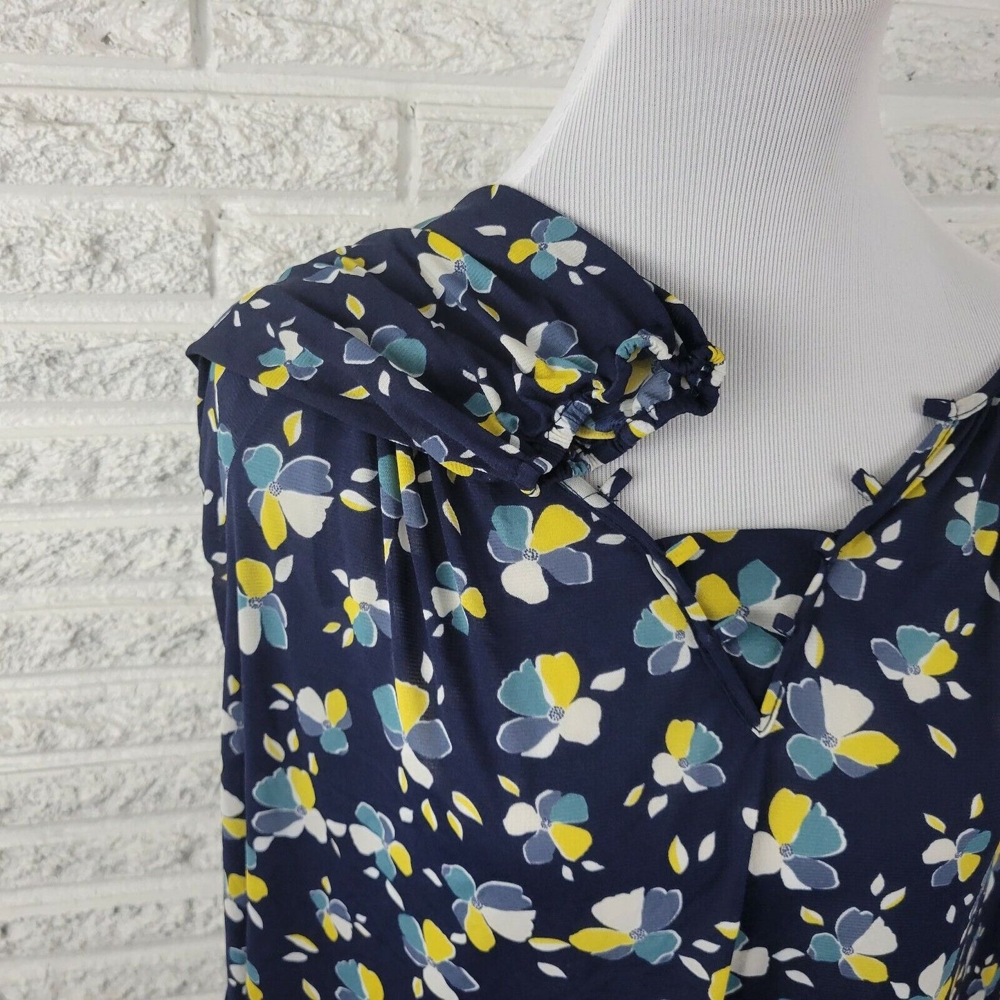 Style & Co Womens Top 3X Long Elastic Sleeves Pullover Casual Sheer Blue Floral