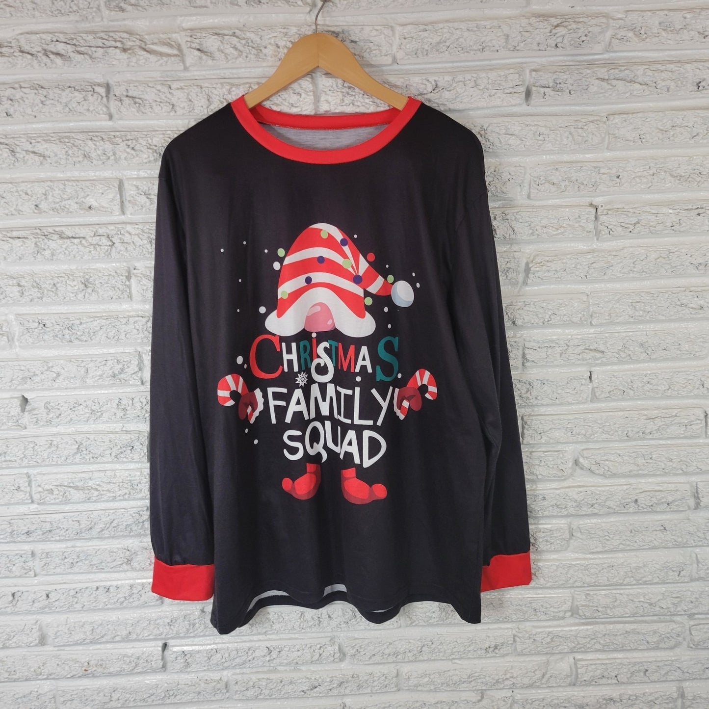 Christmas Women Top Extra Large Long Sleeve Black Elf Family Squad Holiday Comfy