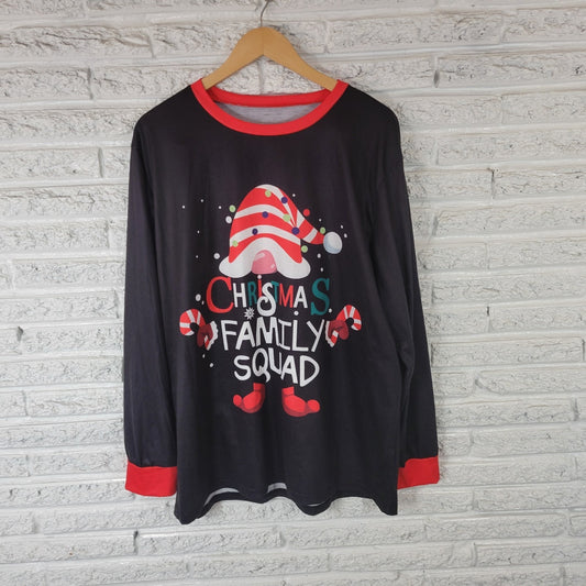 Christmas Women Top Extra Large Long Sleeve Black Elf Family Squad Holiday Comfy