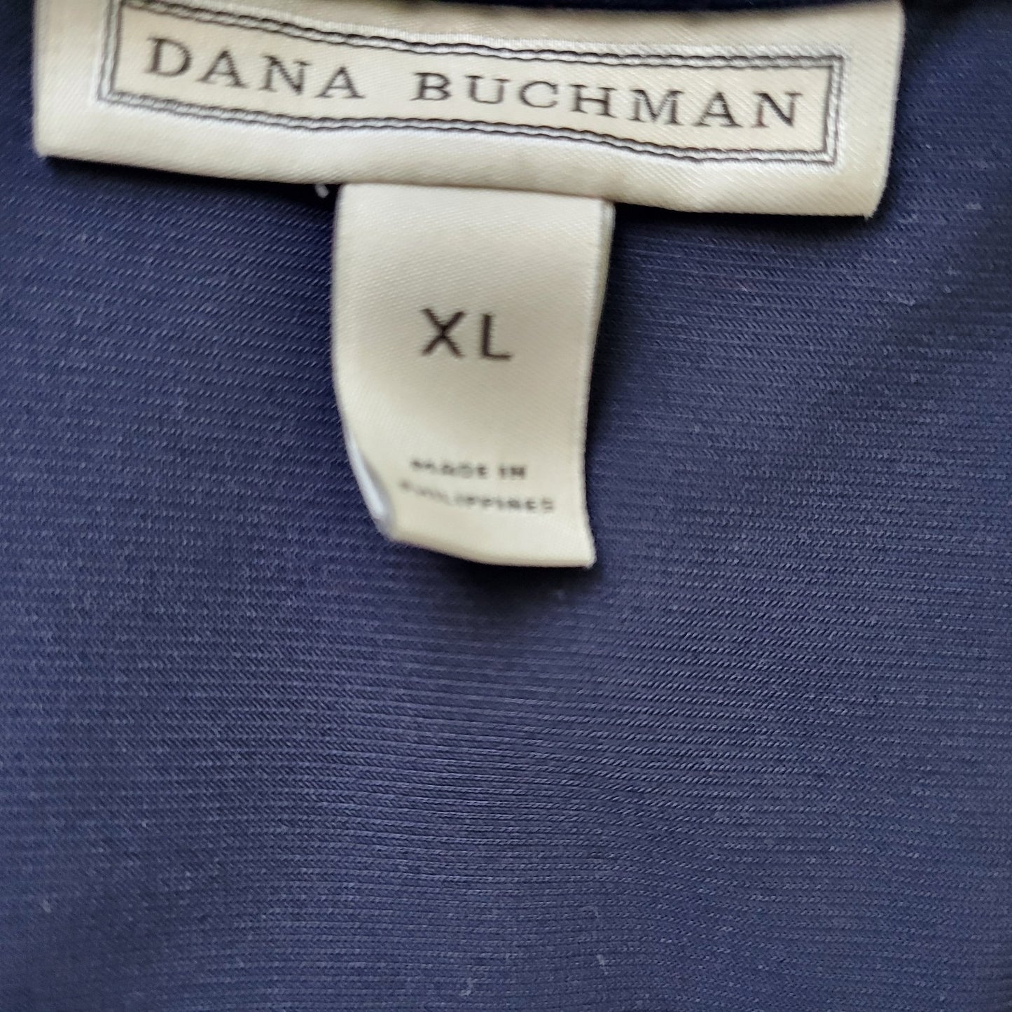 Dana Buchman XL Top Blue Pink Geometric V-Neck Short Sleeve Pullover Lined