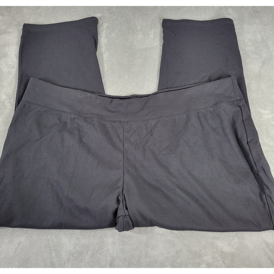 Catherines Womens Yoga Pants 5X Plus Pull On Black Cotton Blend Wide Waistband