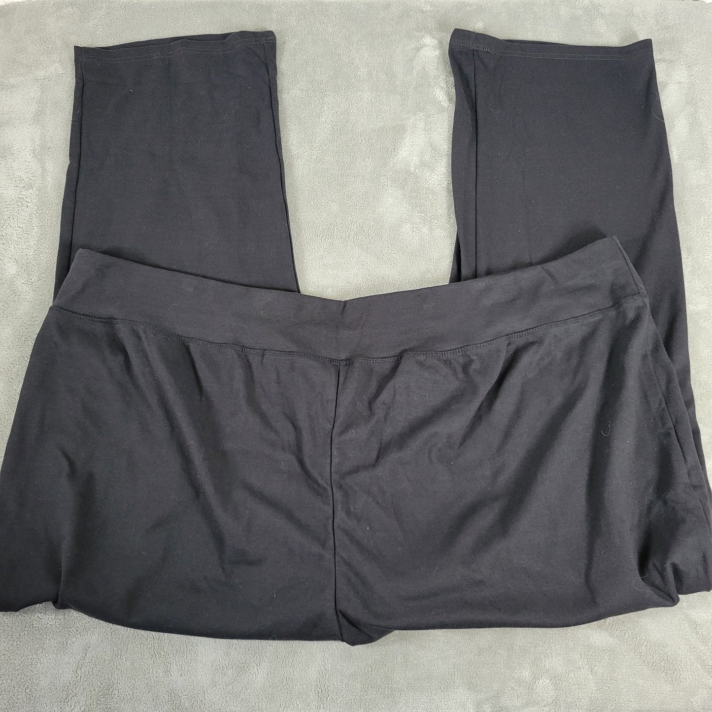 Catherines Womens Yoga Pants 5X Plus Pull On Black Cotton Blend Wide Waistband