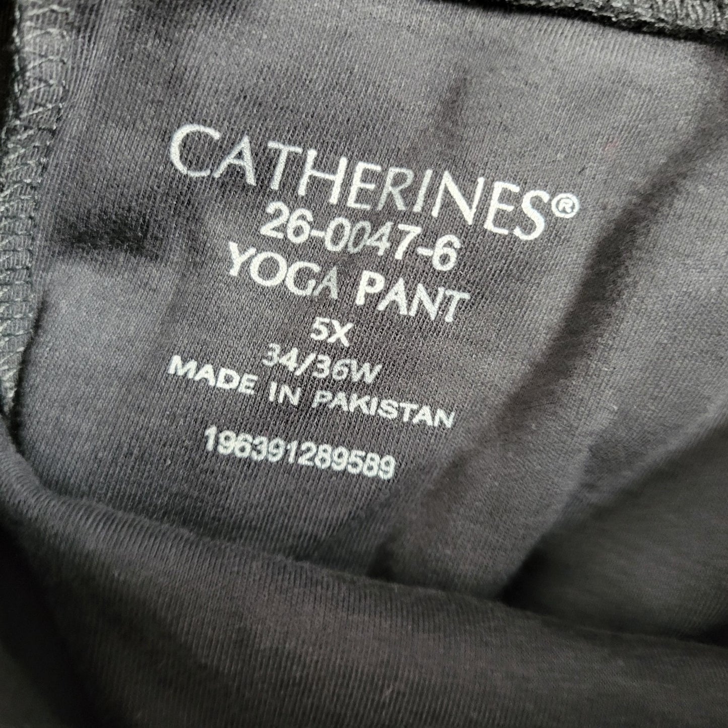 Catherines Womens Yoga Pants 5X Plus Pull On Black Cotton Blend Wide Waistband