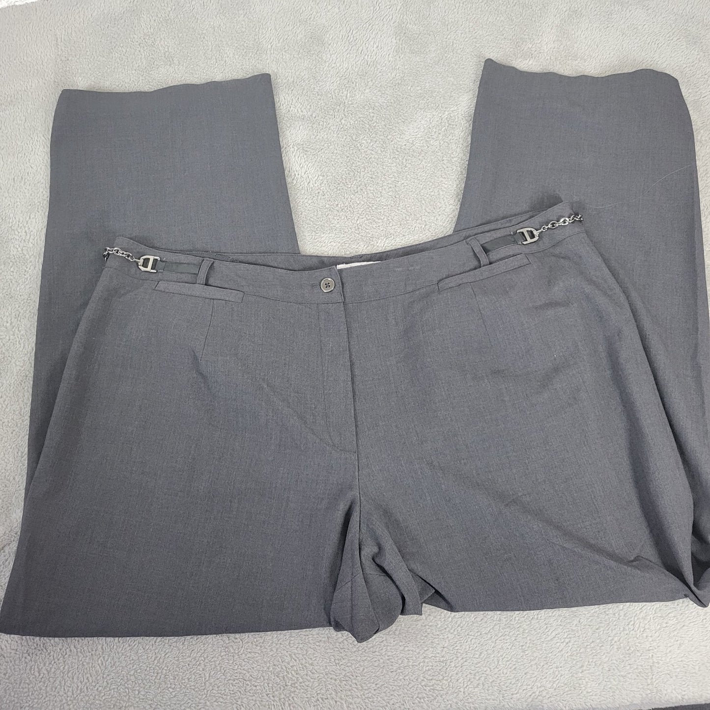 Dress Barn Womens Pants 22W Plus Straight Leg Gray Zip Fly Office Pockets Comfy