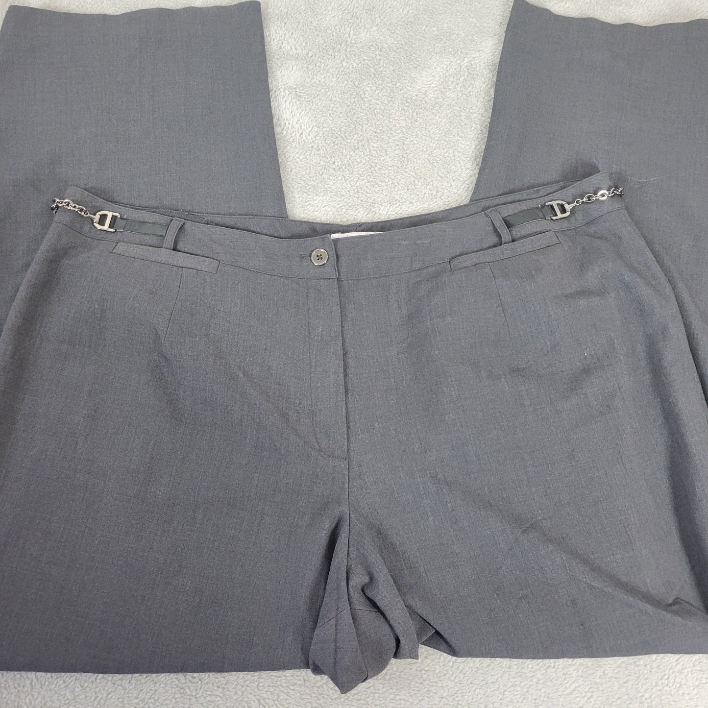 Dress Barn Womens Pants 22W Plus Straight Leg Gray Zip Fly Office Pockets Comfy