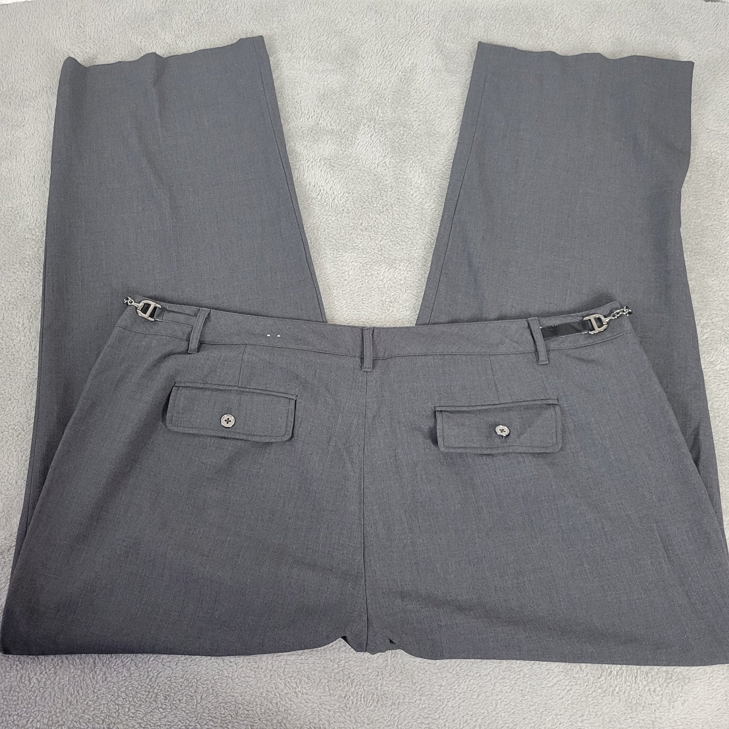Dress Barn Womens Pants 22W Plus Straight Leg Gray Zip Fly Office Pockets Comfy