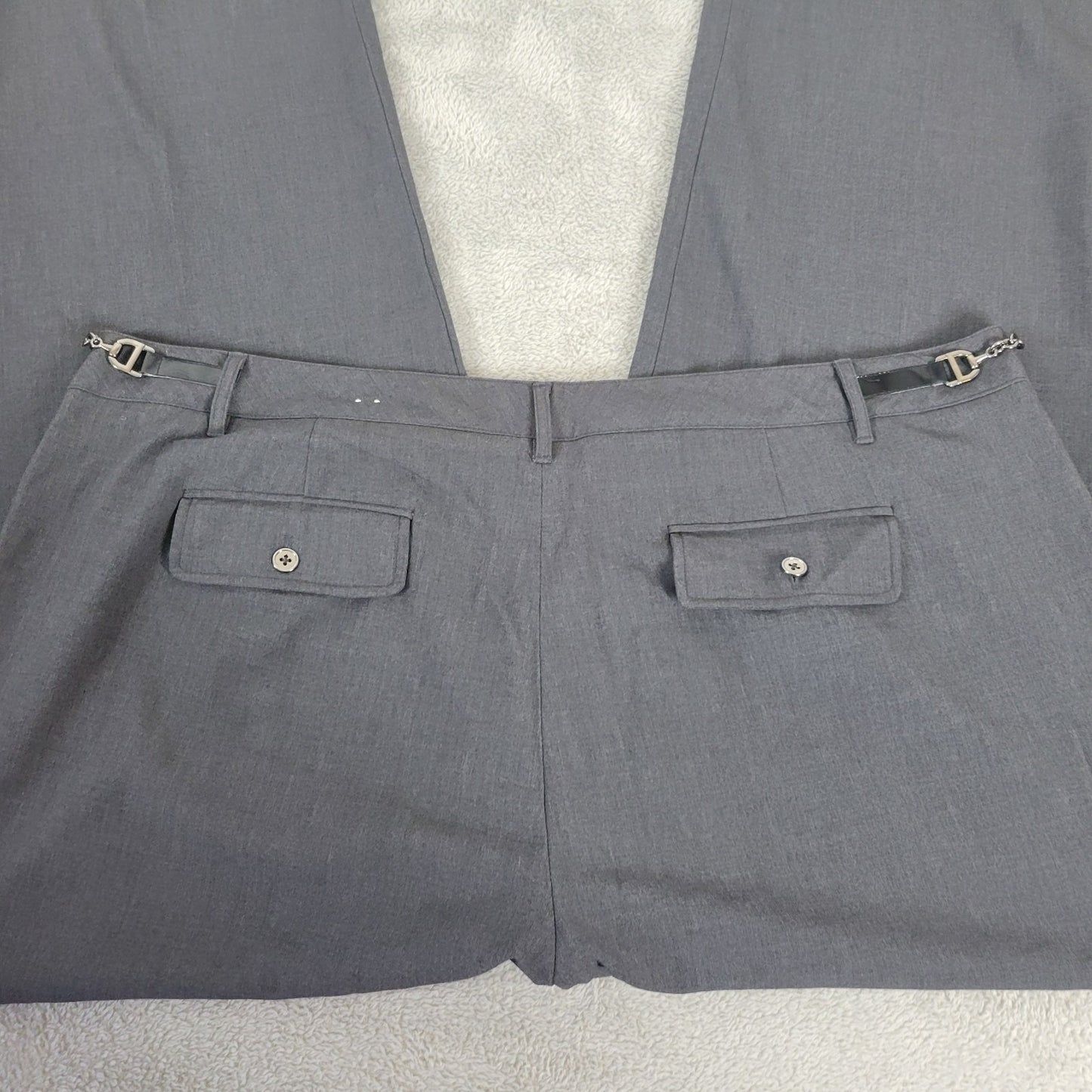 Dress Barn Womens Pants 22W Plus Straight Leg Gray Zip Fly Office Pockets Comfy