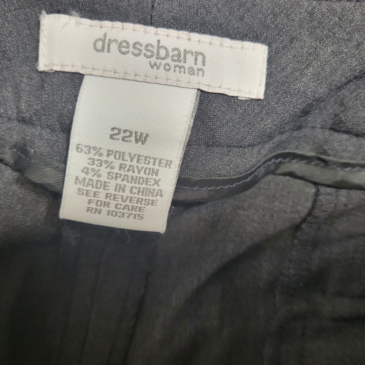 Dress Barn Womens Pants 22W Plus Straight Leg Gray Zip Fly Office Pockets Comfy
