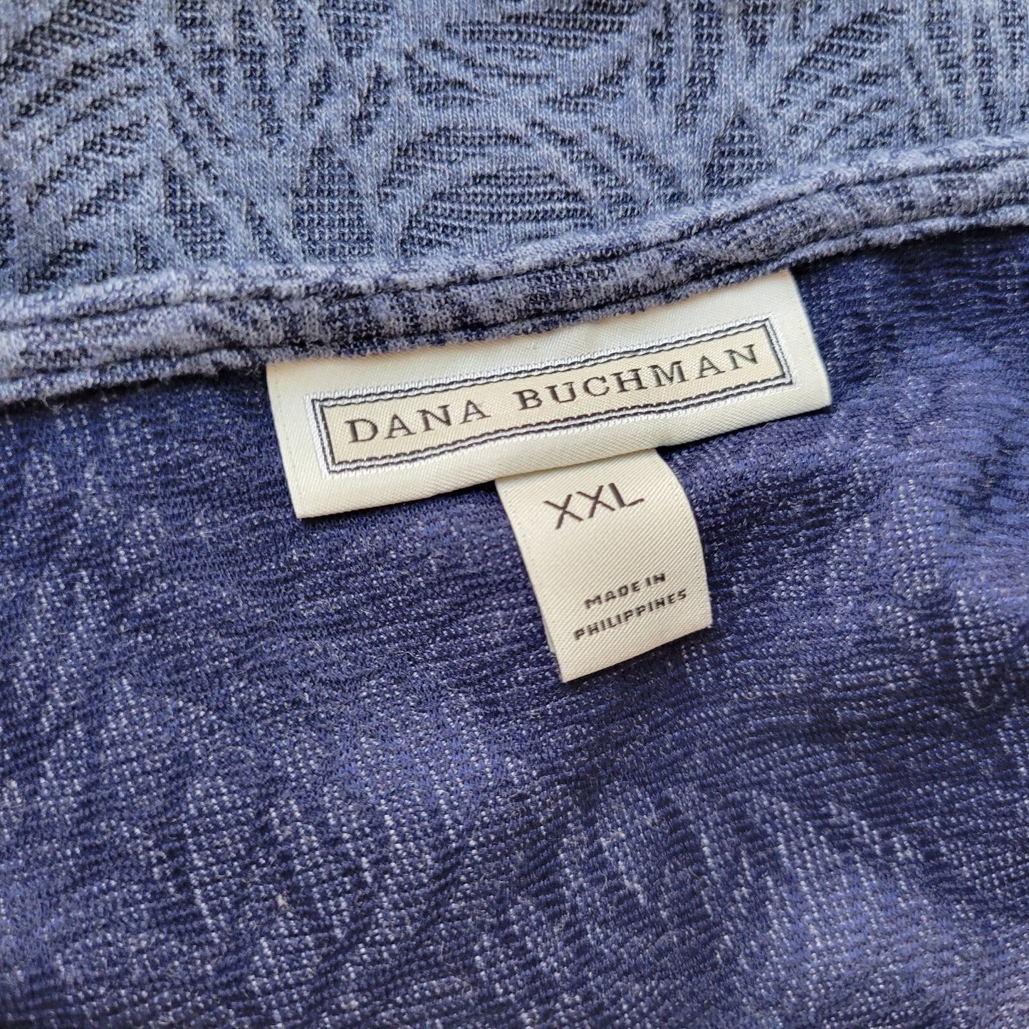 Dana Buchman Womens Top XXL Plus 3/4 Sleeve Blue Leaves Pleated Comfy Poly Blend