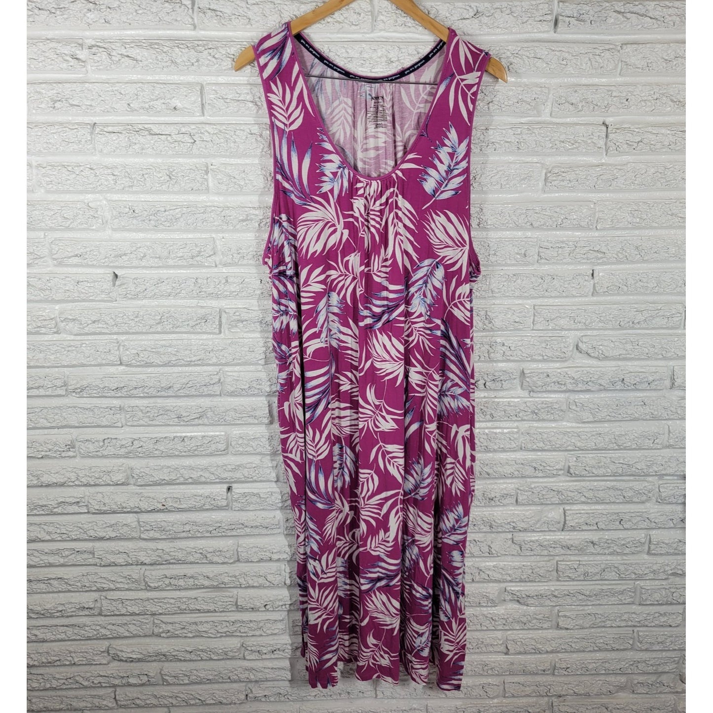 Joyspun Womens Dress 4X 26W 28W Plus Sleeveless Purple Floral Lounge Comfy
