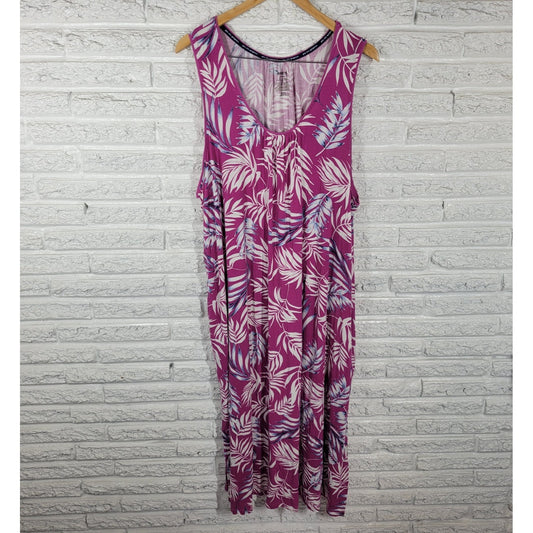 Joyspun Womens Dress 4X 26W 28W Plus Sleeveless Purple Floral Lounge Comfy