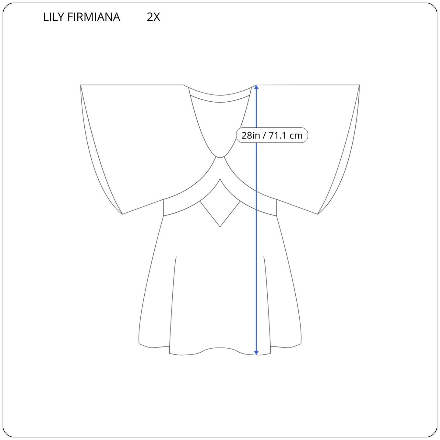 Lily by Firmiana Womens Top 2X Kimono Sleeve Lattice Poly Blend Blue Geometric