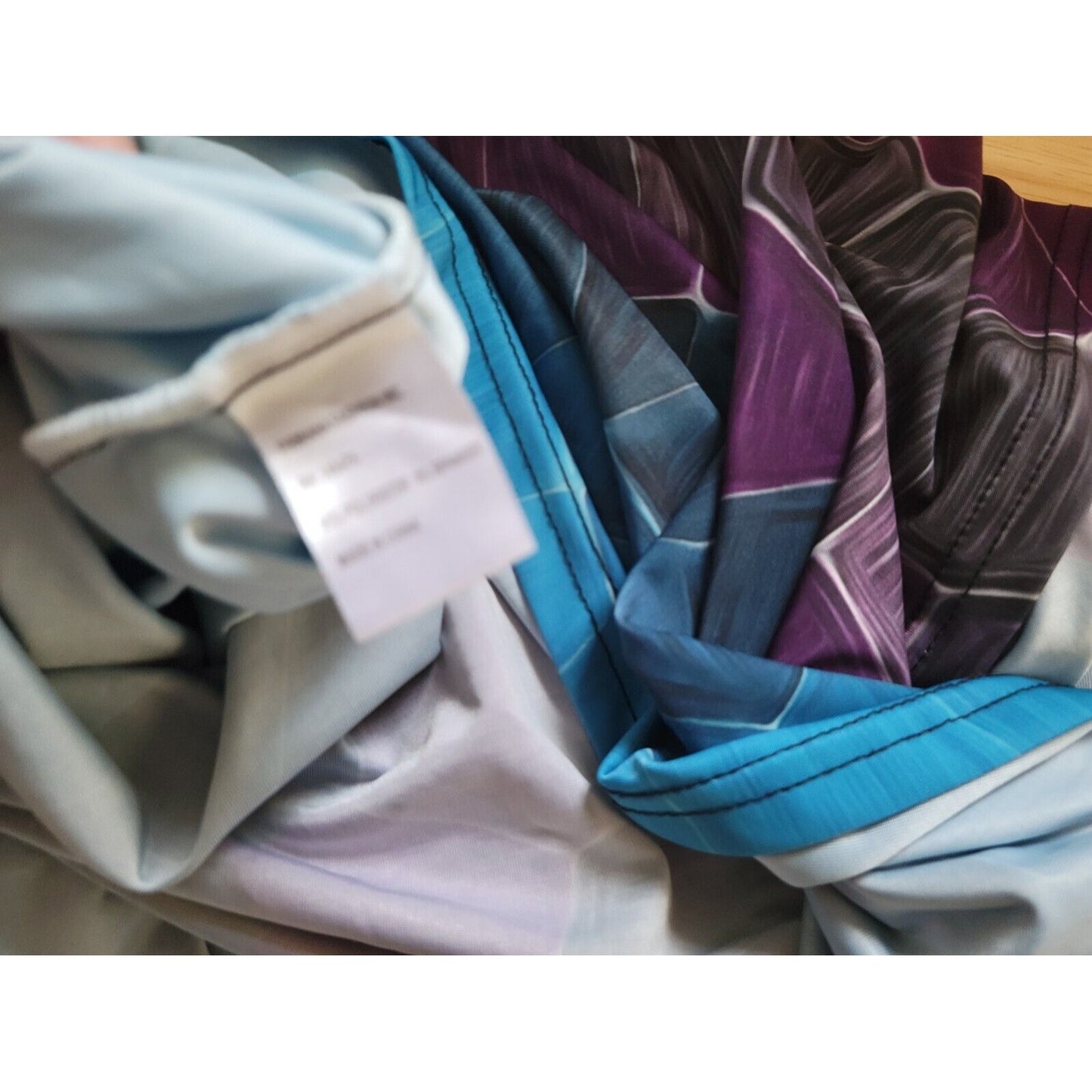 Lily by Firmiana Womens Top 2X Kimono Sleeve Lattice Poly Blend Blue Geometric