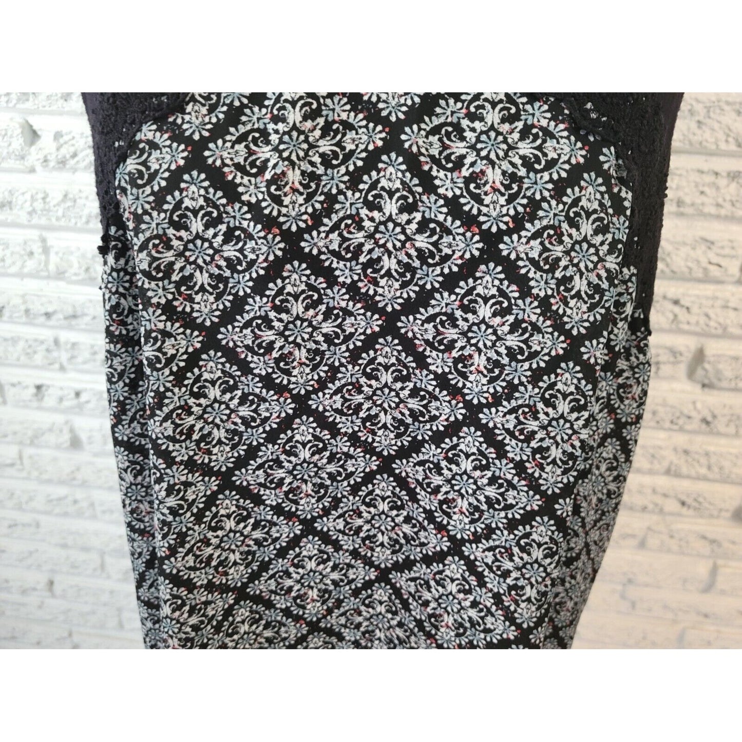 Maurices Womens Top Extra Large Tank Geometric Black Geometric Lined Lace