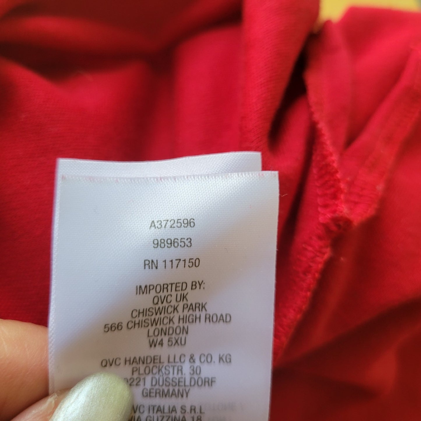 Quacker Factory QVC Womens Top 1X Plus Knit 3/4 Sleeve Red Studded Casual Pocket