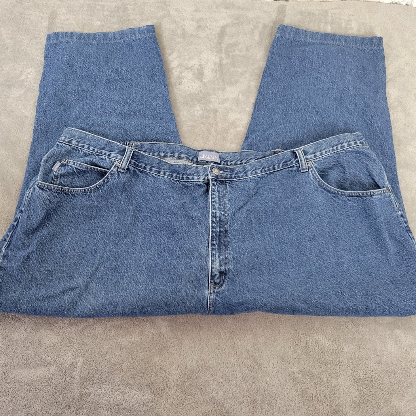 Liz Me Womens Jeans 34W Plus Cropped Capri Medium Blue Denim Cotton Zip Fly