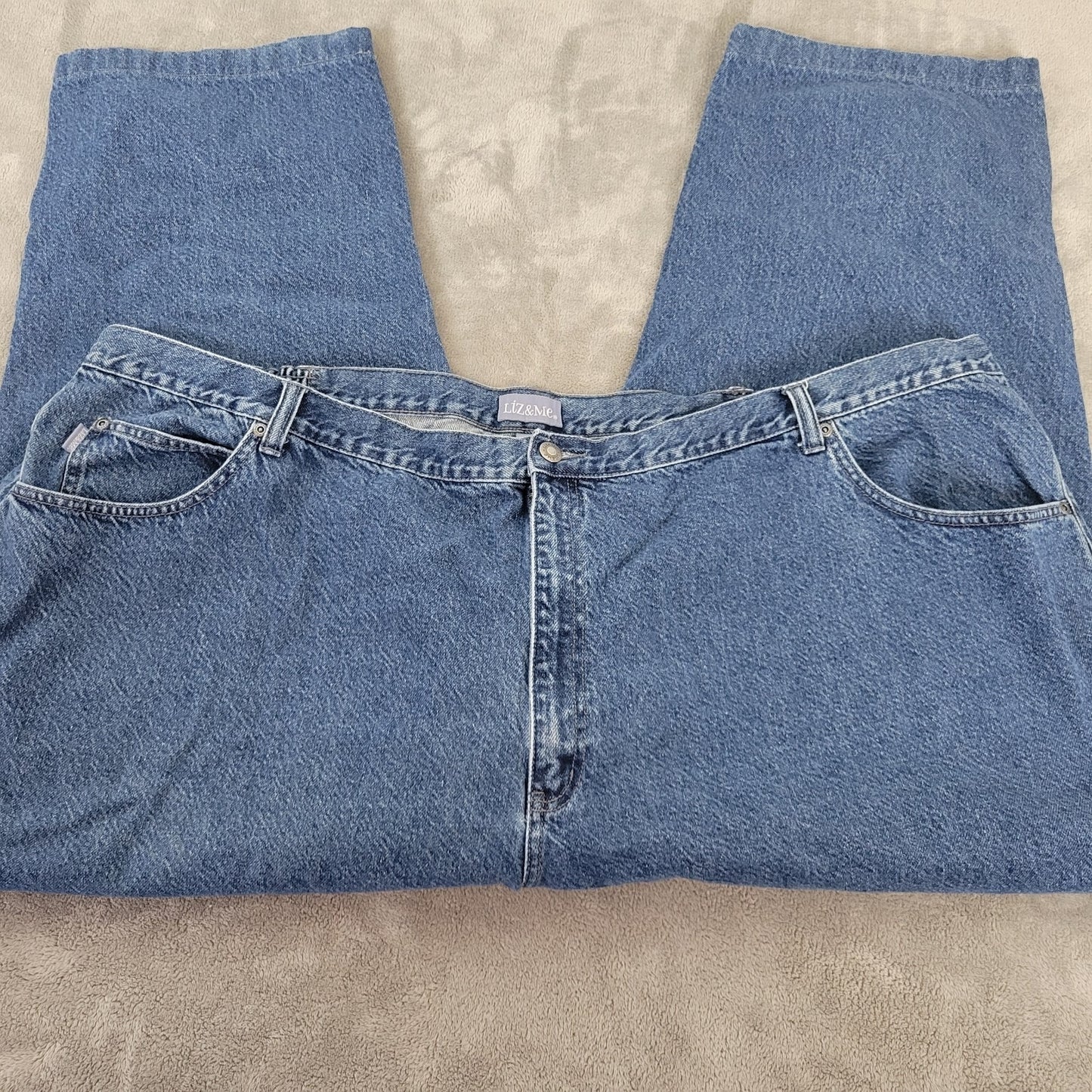 Liz Me Womens Jeans 34W Plus Cropped Capri Medium Blue Denim Cotton Zip Fly