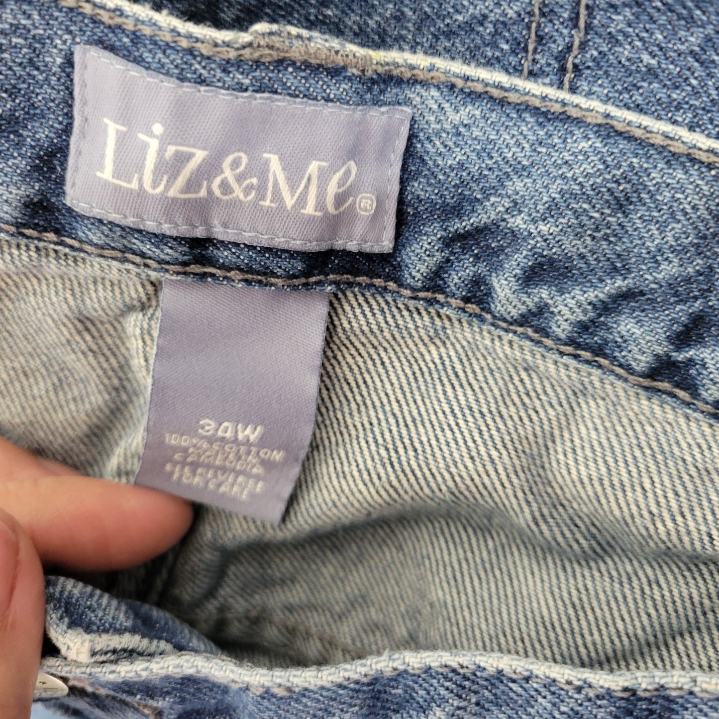 Liz Me Womens Jeans 34W Plus Cropped Capri Medium Blue Denim Cotton Zip Fly