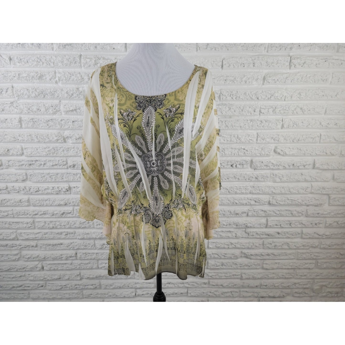 Cato Womens Top 18W 20W Plus Tunic Batwing Sleeve Sheer  Green Floral Comfy
