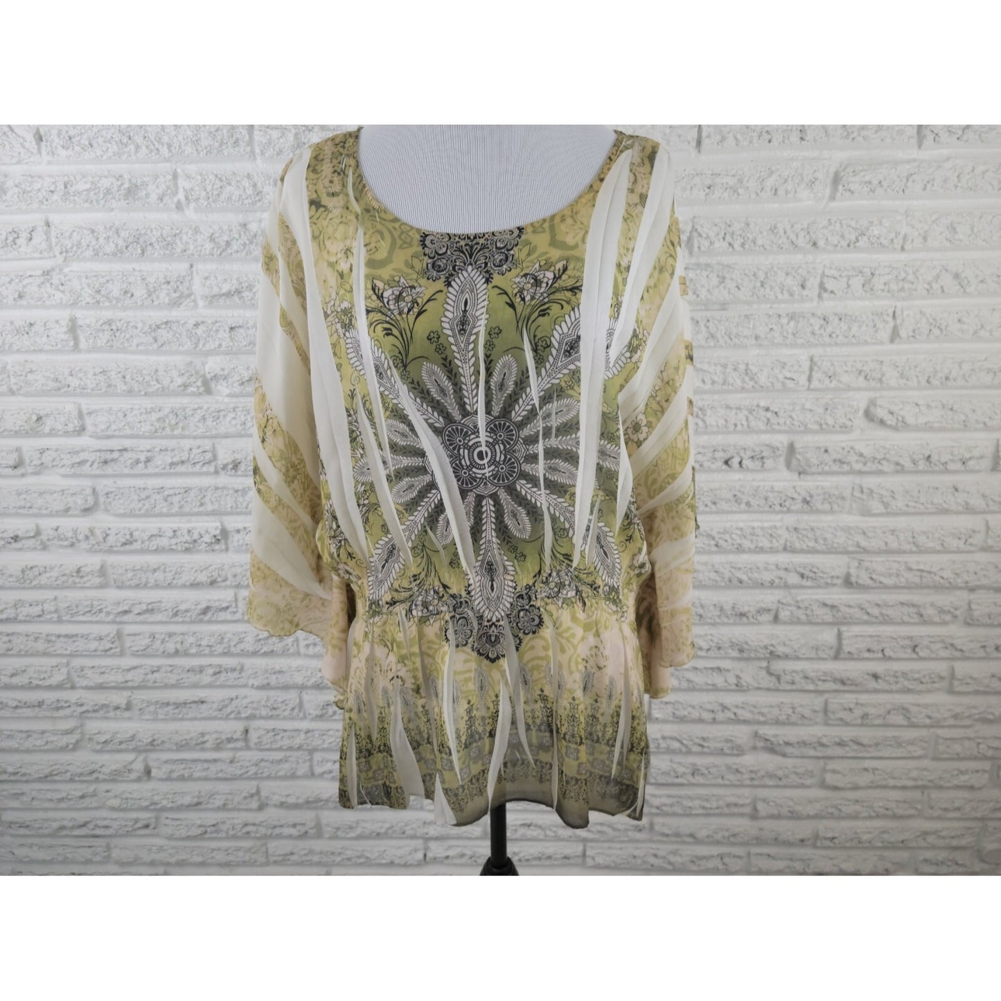 Cato Womens Top 18W 20W Plus Tunic Batwing Sleeve Sheer  Green Floral Comfy