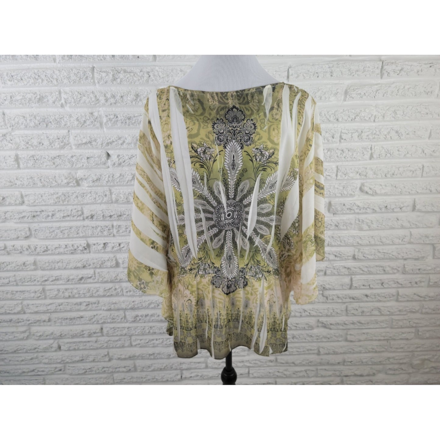 Cato Womens Top 18W 20W Plus Tunic Batwing Sleeve Sheer  Green Floral Comfy