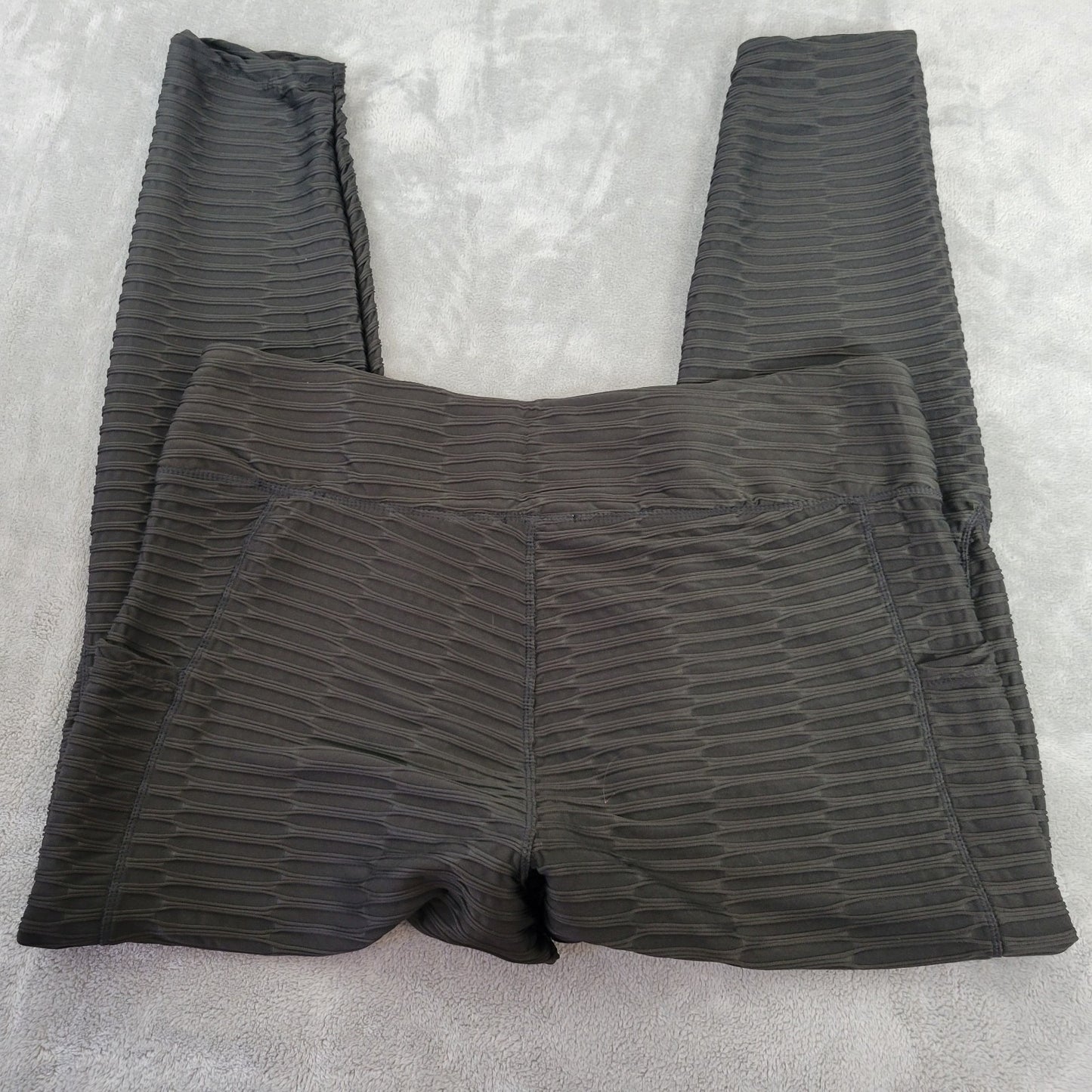 Nine West Active Women Leggings 3X Plus Black Pleated Pockets Poly Blend Workout