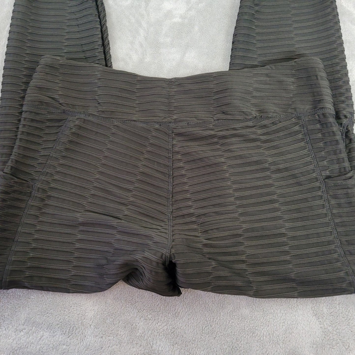 Nine West Active Women Leggings 3X Plus Black Pleated Pockets Poly Blend Workout