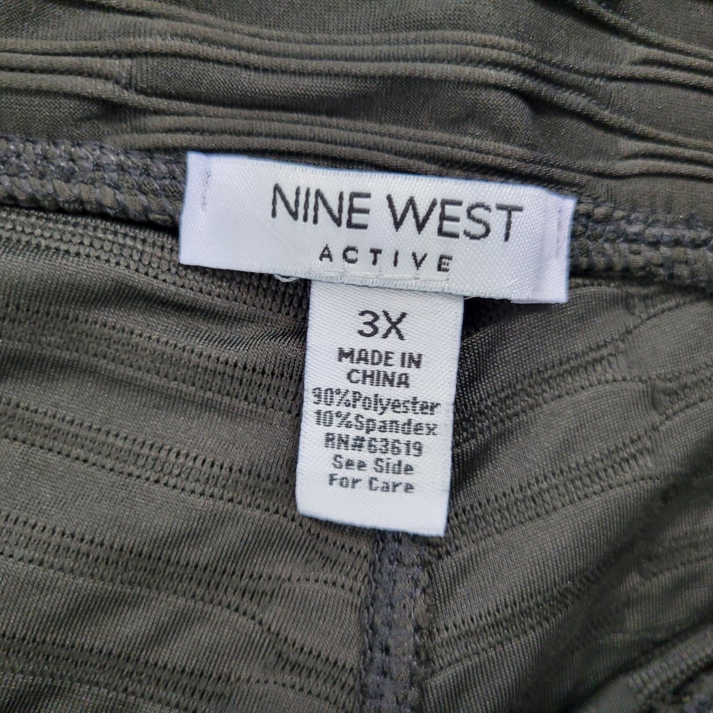 Nine West Active Women Leggings 3X Plus Black Pleated Pockets Poly Blend Workout