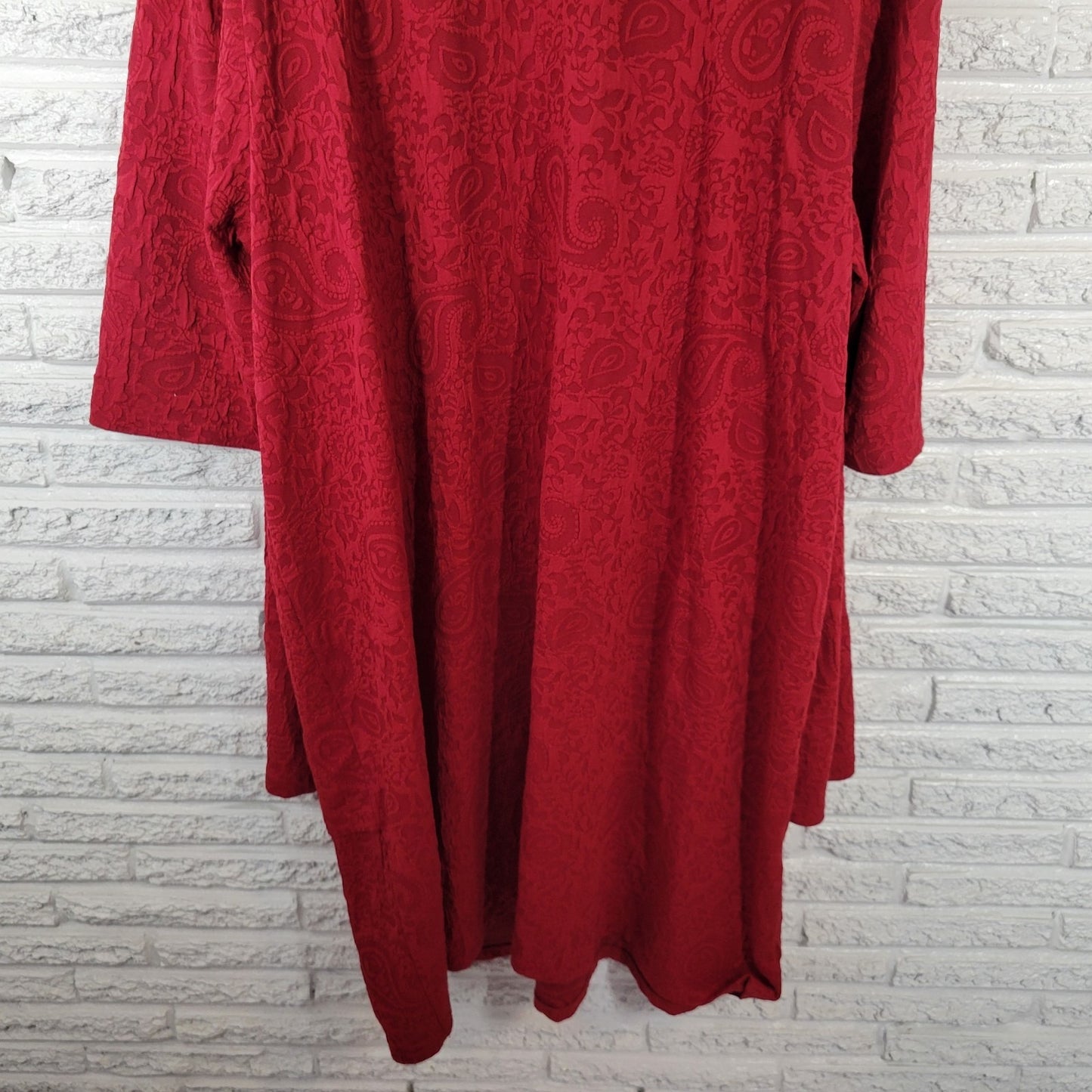 Maggie Barnes Womens Jacket Dress 5X Plus 3/4 Sleeve Red Paisley Office Wedding