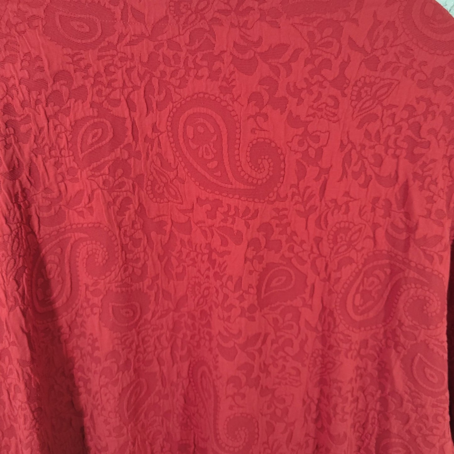 Maggie Barnes Womens Jacket Dress 5X Plus 3/4 Sleeve Red Paisley Office Wedding