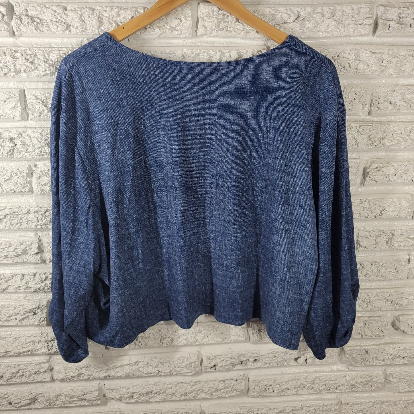 Perceptions Womens Top 3X Plus Crop Long Sleeve Open Shrug Blue Casual Stretchy