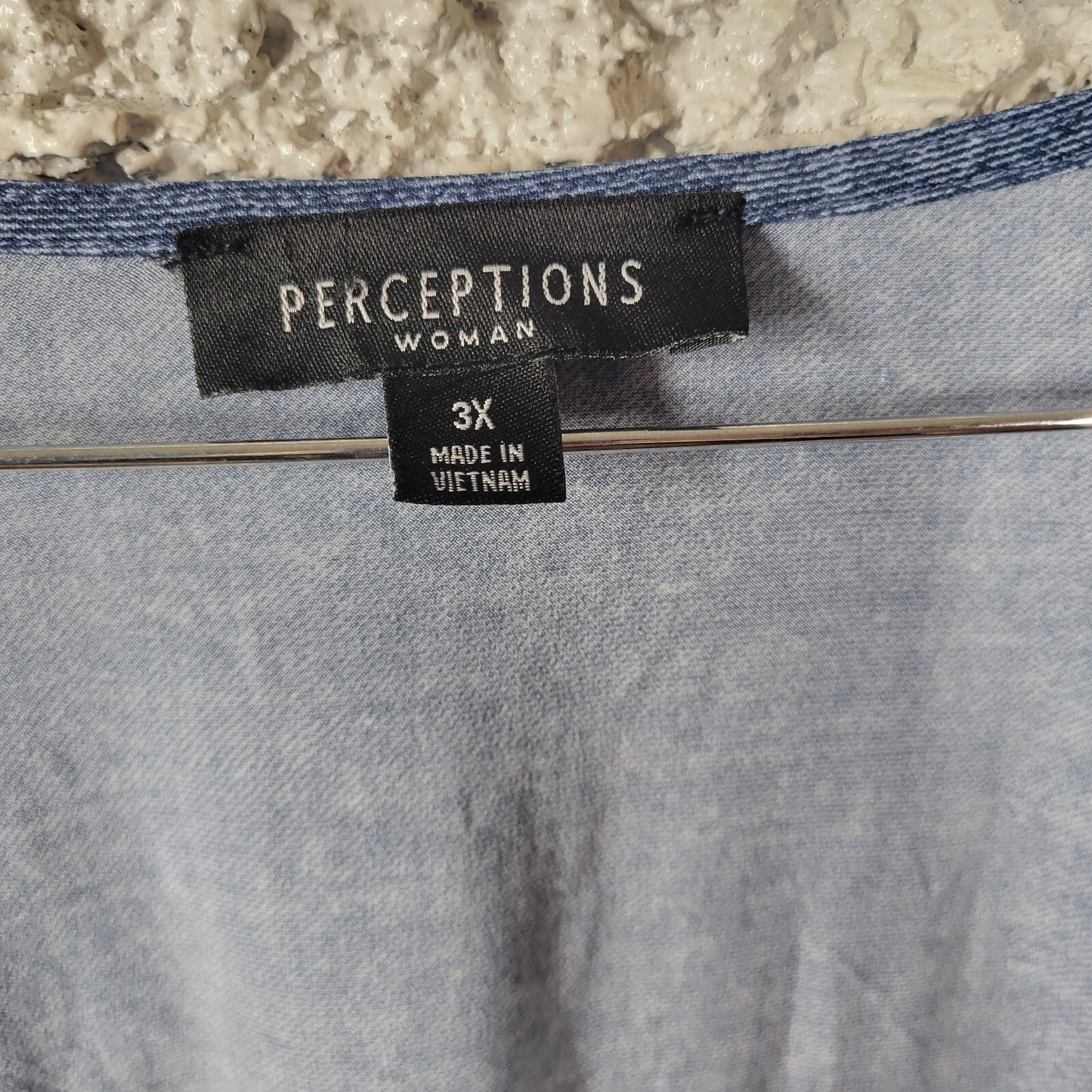 Perceptions Womens Top 3X Plus Crop Long Sleeve Open Shrug Blue Casual Stretchy