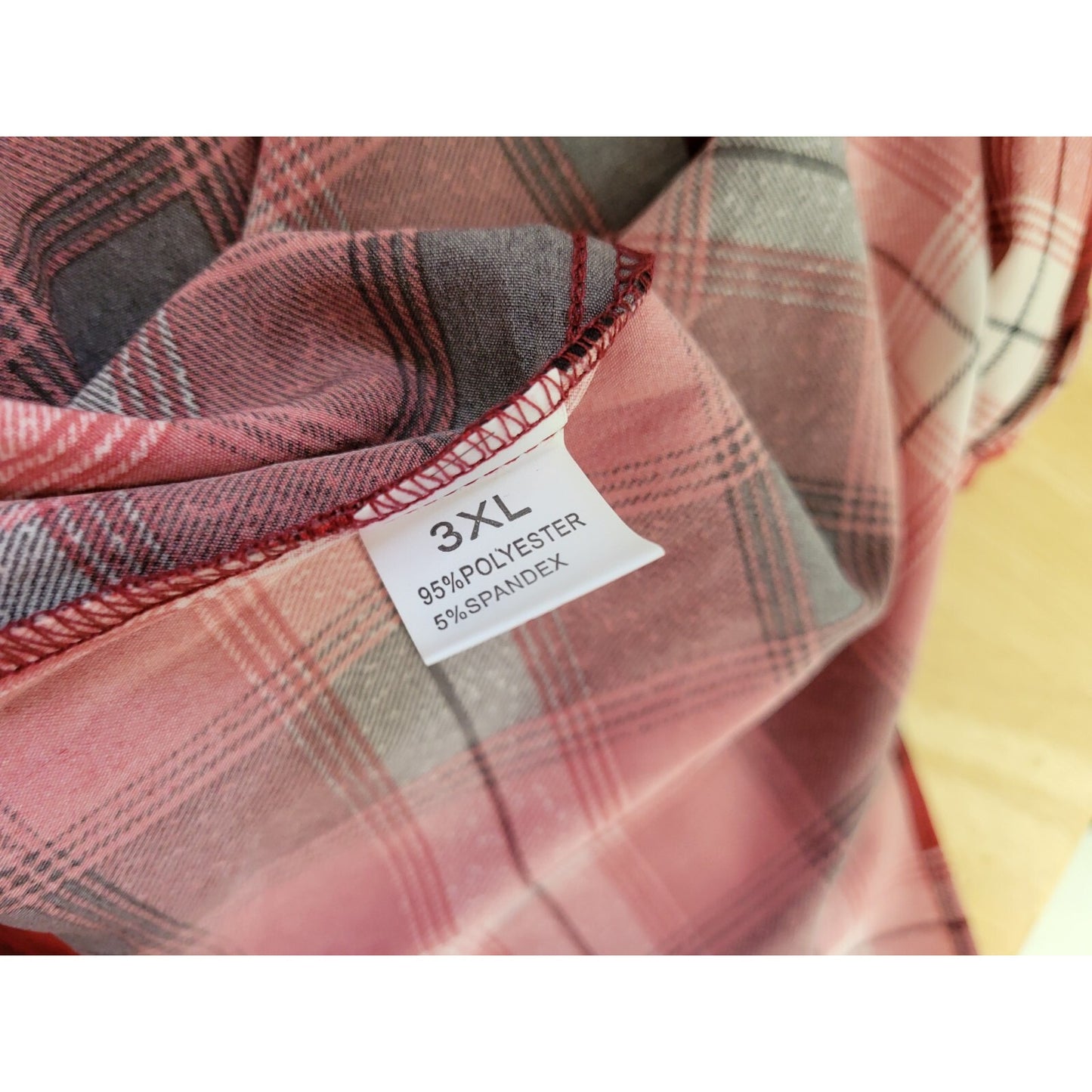 Shein Womens Top 3XL Plus Long Sleeve Red Plaid Pullover Casual Poly Blend