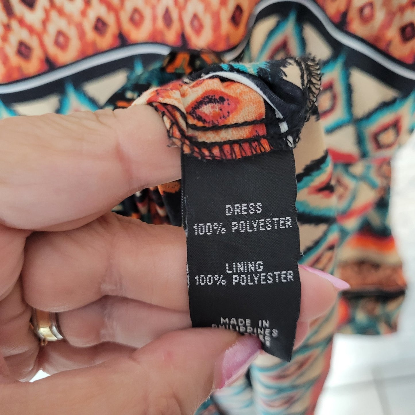 By & By Womens Dress Extra Large Slip Sheath Blue Red Geometric Spaghetti Strap