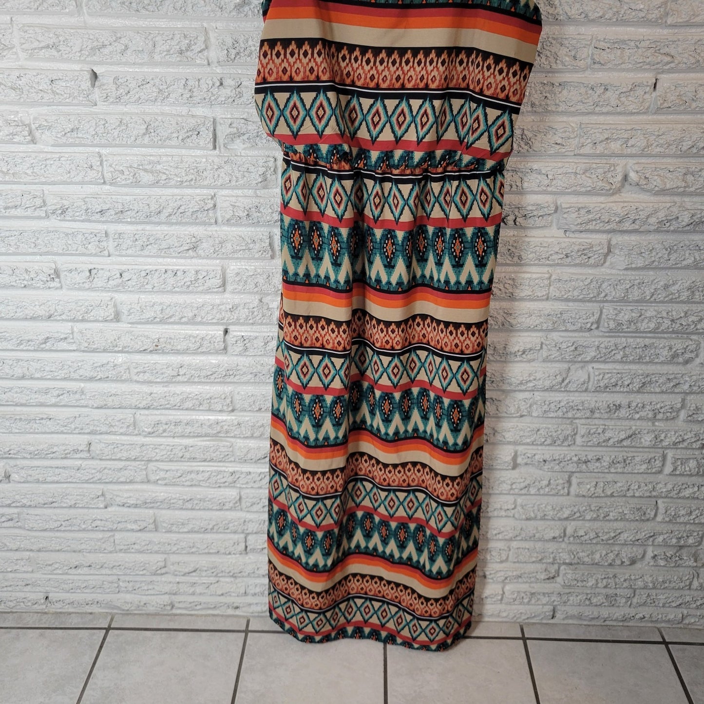 By & By Womens Dress Extra Large Slip Sheath Blue Red Geometric Spaghetti Strap