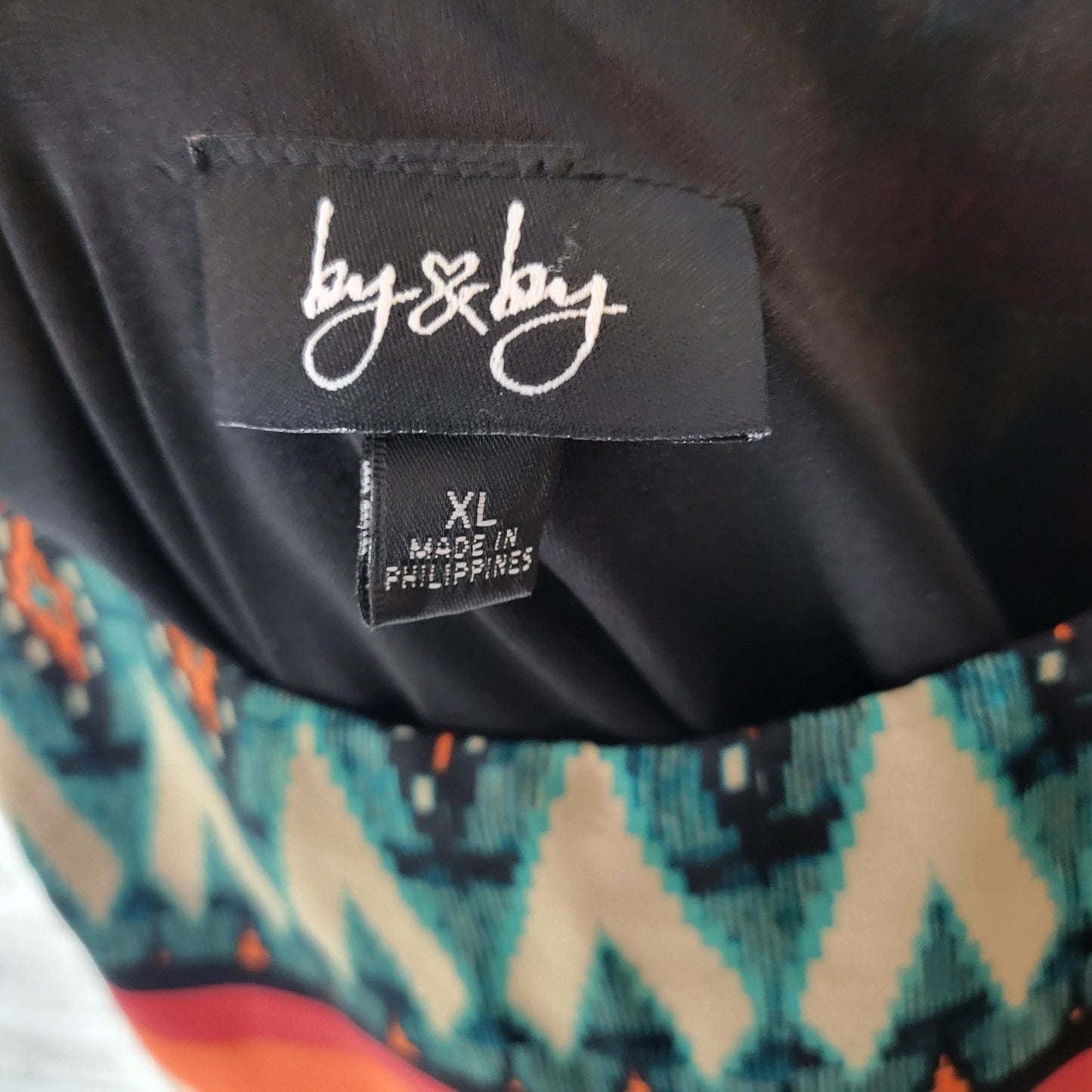 By & By Womens Dress Extra Large Slip Sheath Blue Red Geometric Spaghetti Strap