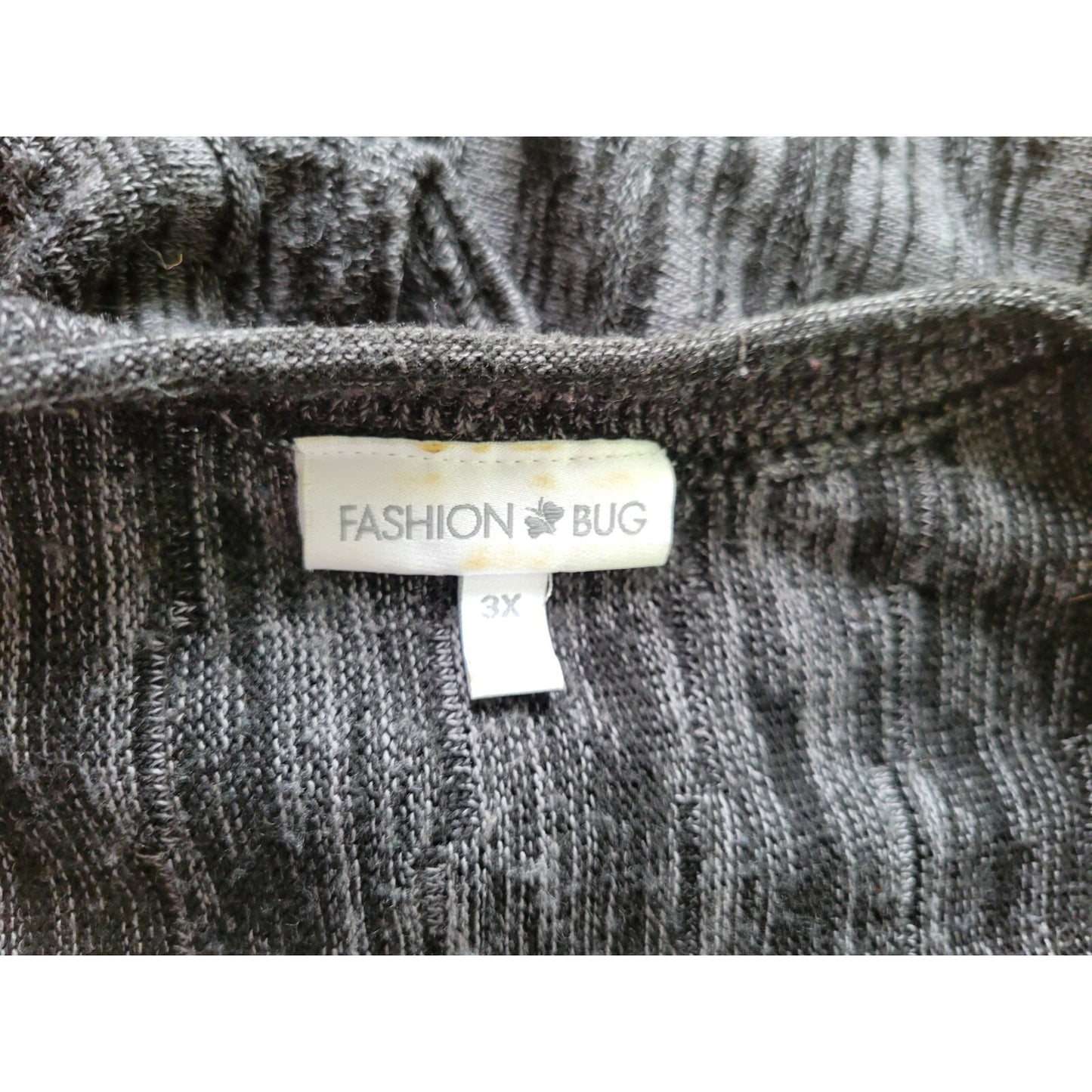 Fashion Bug Womens Sweater 3X Plus Short Sleeve Black Marled Acrylic Stretchy