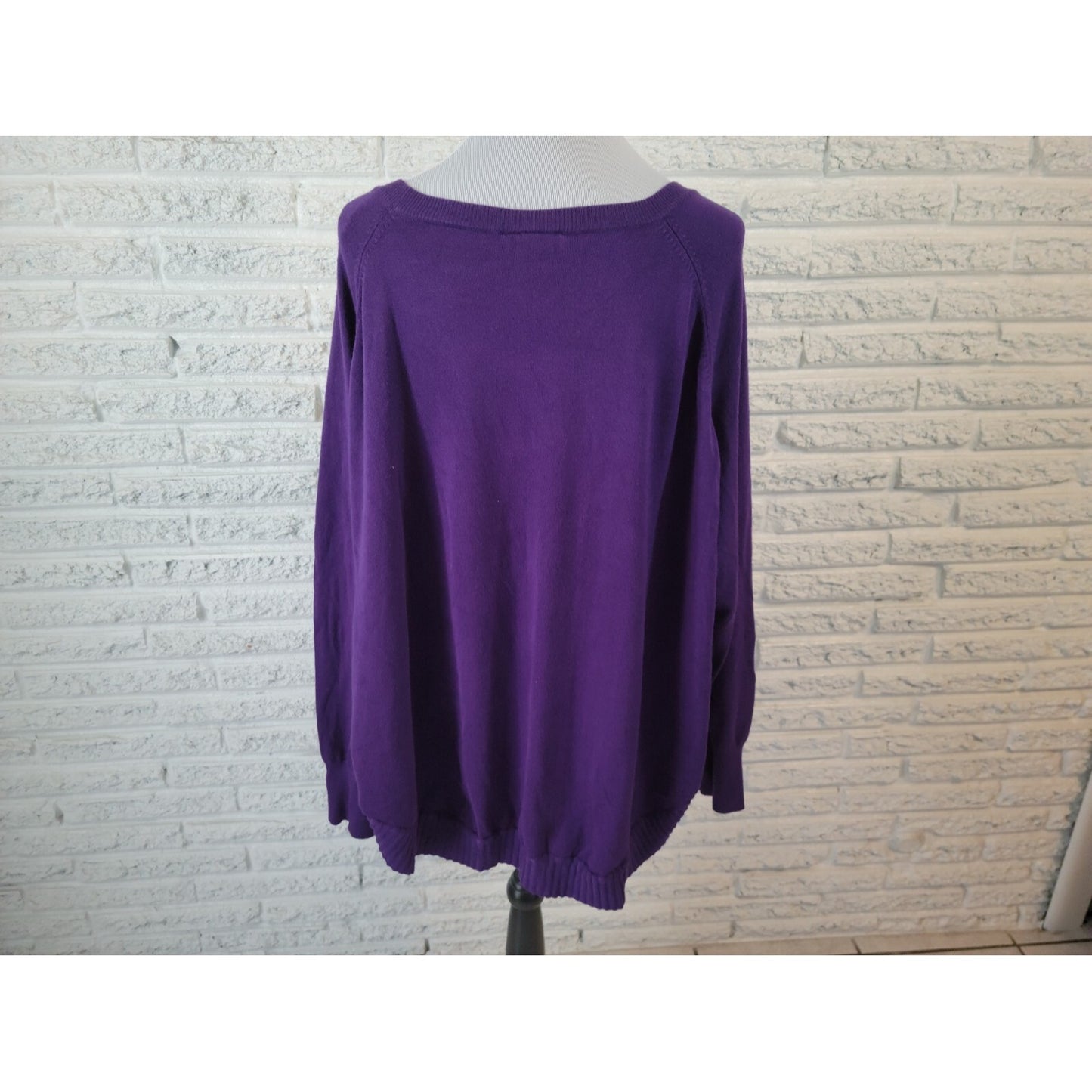 Lane Bryant Women Sweater 26 28 Plus Pullover Long Sleeve Purple Career Casual