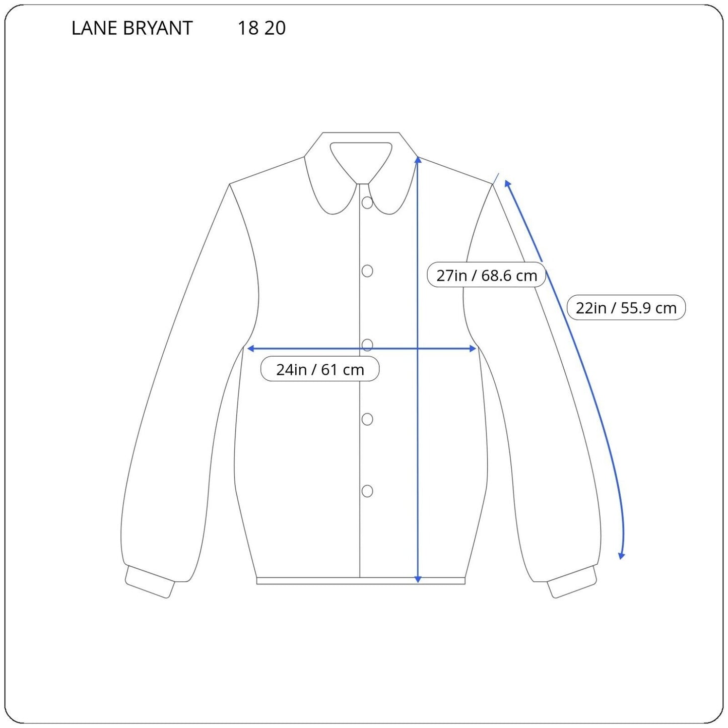 Lane Bryant Womens Top 18 20 Plus Long Sleeve Blue Stripe Office Collar Button